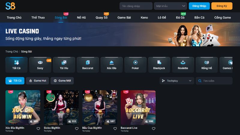 Điểm nổi bật của sảnh cược Live Casino S8